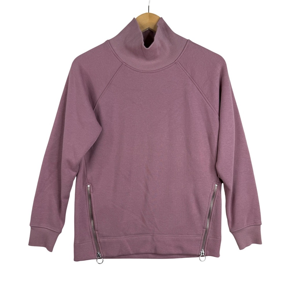 Athleta Cozy Fleece Lined Karma Side Zip Funnel Neck Sweater size XS Maude Pink